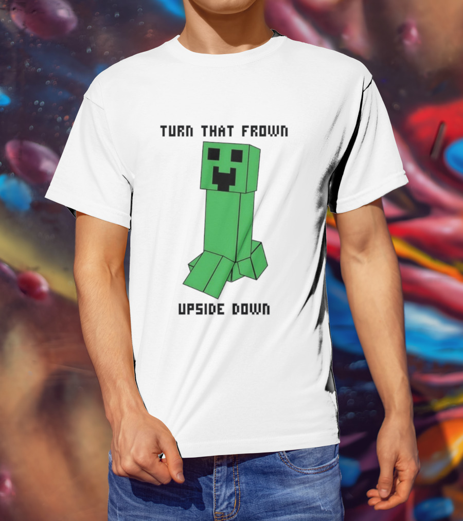 Creeper Turn That Frown Upside Down Gaming Block T-Shirt