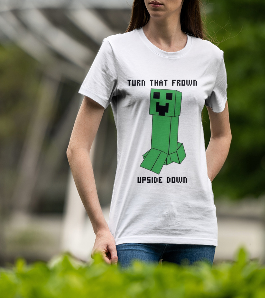 Creeper Turn That Frown Upside Down Gaming Block T-Shirt