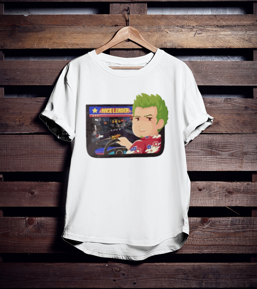 Race Leader Arcade Game Green Hair Cartoon Driver T-Shirt