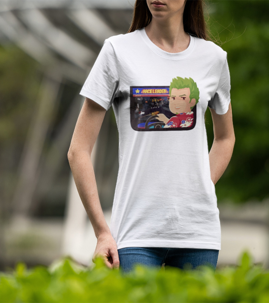Race Leader Arcade Game Green Hair Cartoon Driver T-Shirt