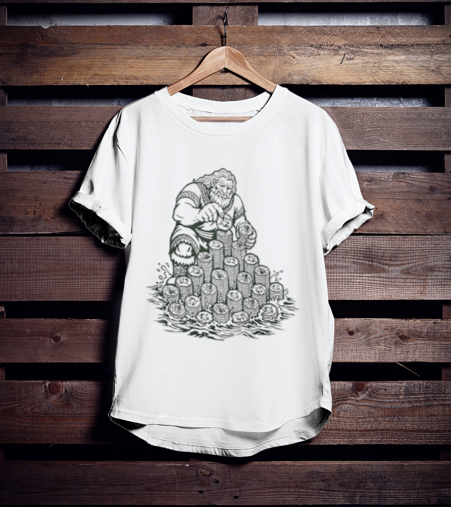 Dagda Irish Mythology Deity With Ireland 50p Coins Currency T-Shirt