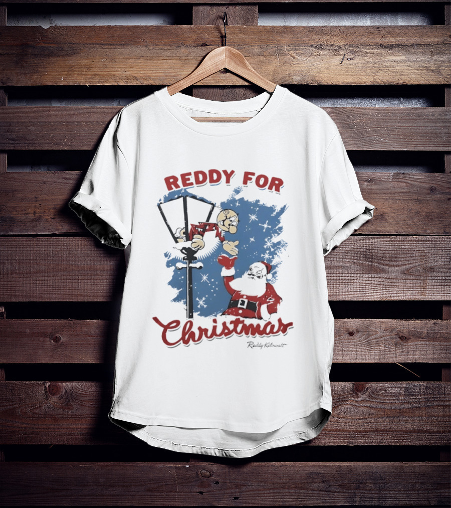 Reddy Kilowatt Reddy For Christmas Holiday Cheer Santa Lamp Post T-Shirt