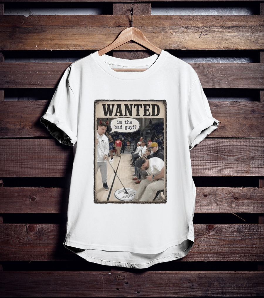 Wanted Im The Bad Guy!? Basketball Court Scene With Devil Horns T-Shirt