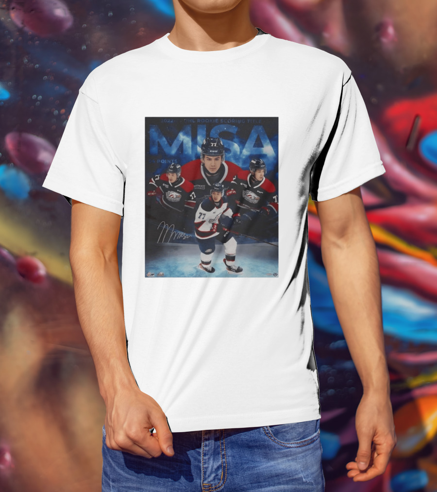 Michael Misa Saginaw Spirit 2022 23 OHL Rookie 56 Points T-Shirt