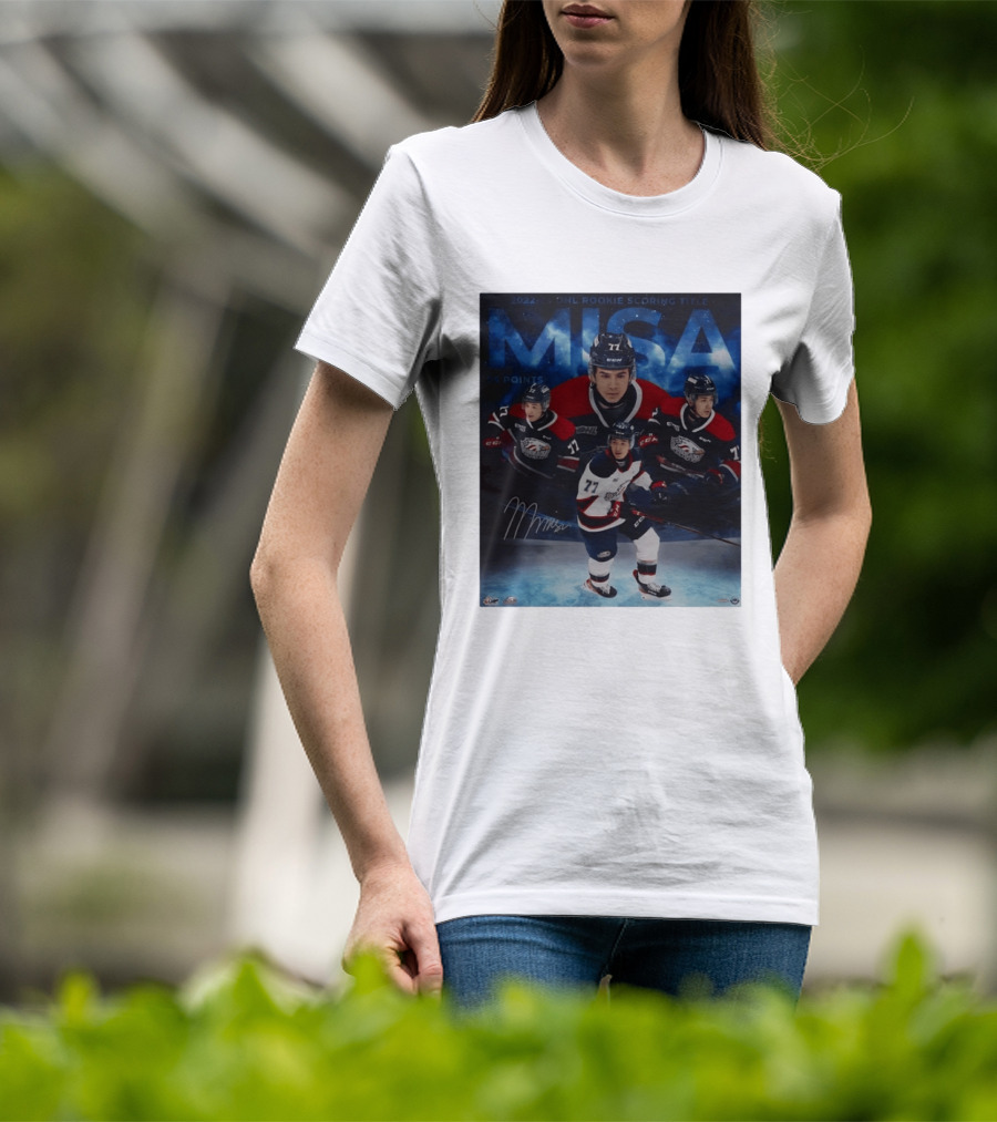 Michael Misa Saginaw Spirit 2022 23 OHL Rookie 56 Points T-Shirt