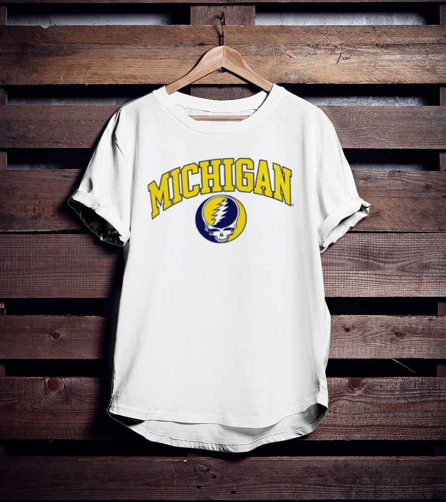 Michigan Wolverines Grateful Dead 2026 Collaboration Lightning Skull T-Shirt