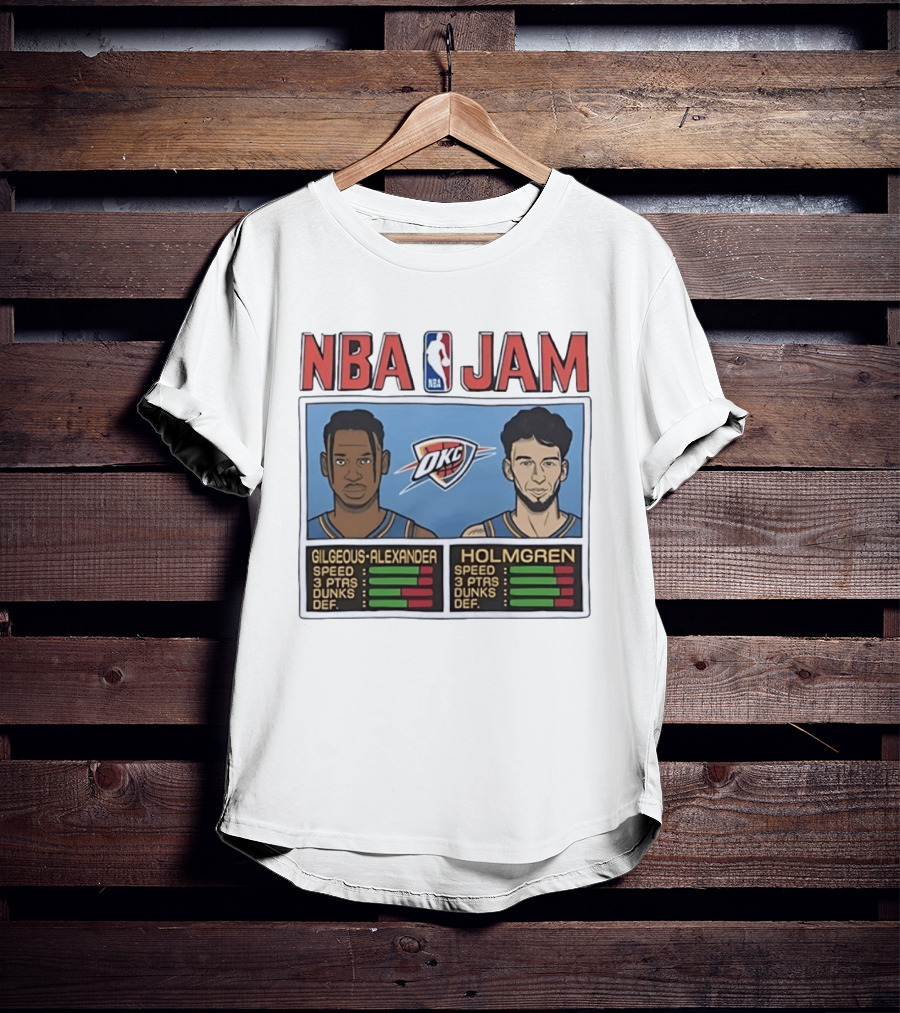 NBA Jam Shai Gilgeous Alexander Chet Holmgren OKC Thunder Stats T-Shirt