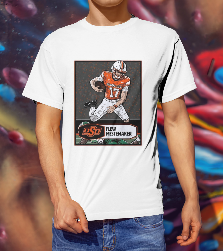 Oklahoma State Cowboys Flew Mestemaker 17 College Football Player Card T-Shirt