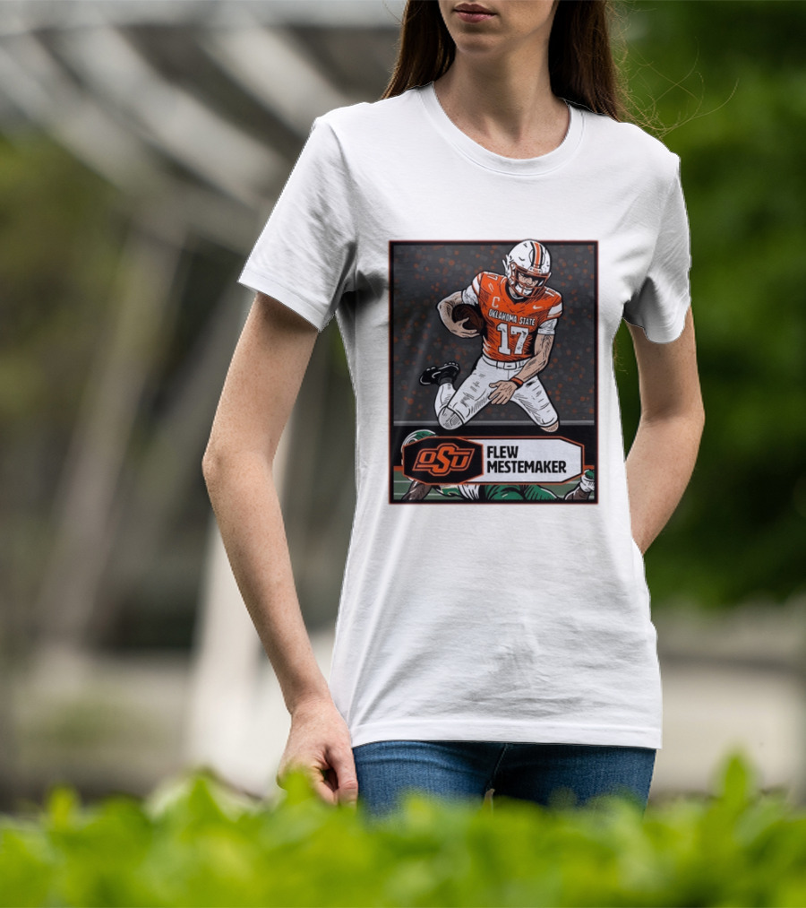 Oklahoma State Cowboys Flew Mestemaker 17 College Football Player Card T-Shirt
