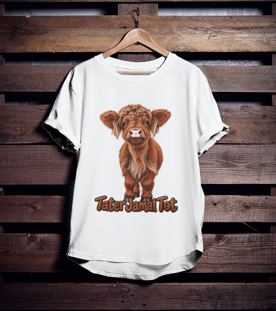 TaterJamal Tot Highland Cow Farm Animal Cute Brown Calf T-Shirt