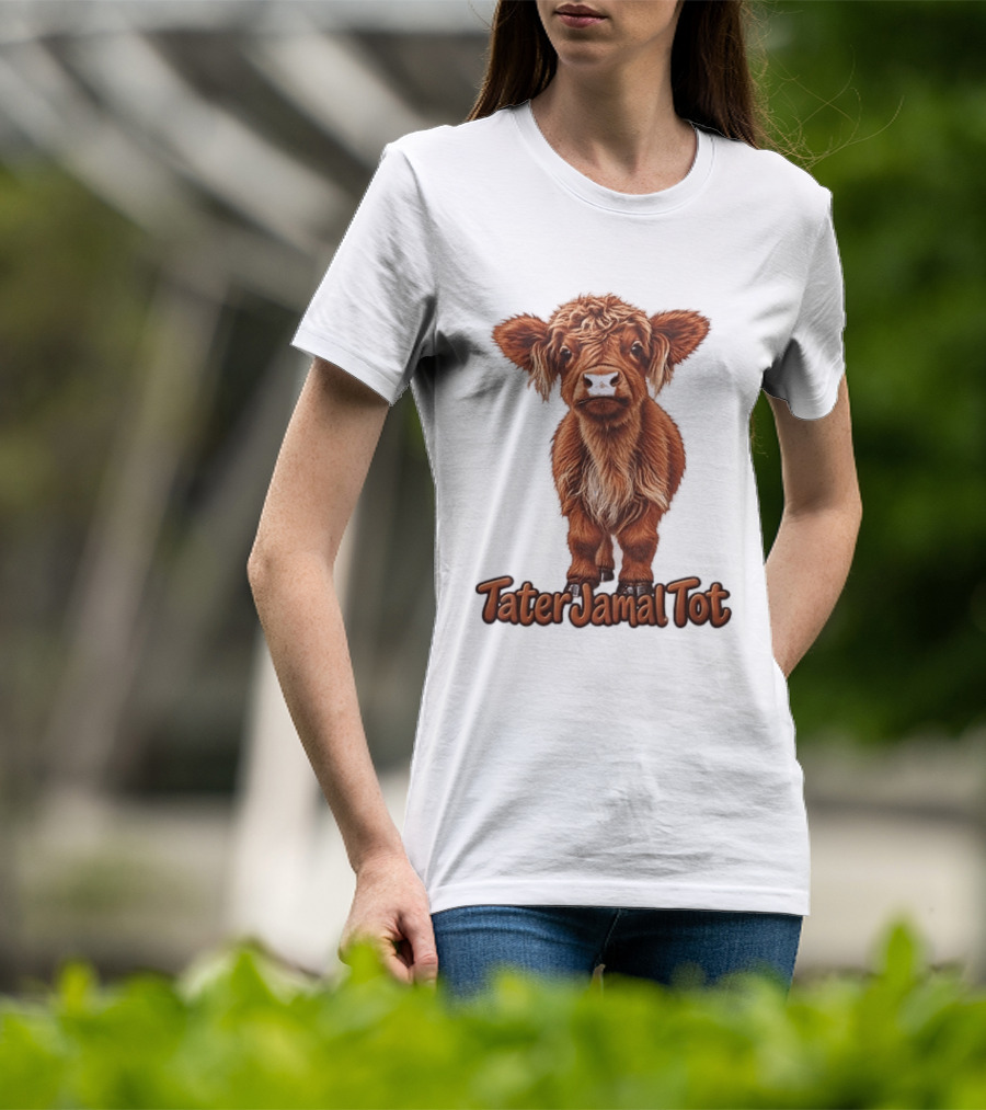 TaterJamal Tot Highland Cow Farm Animal Cute Brown Calf T-Shirt