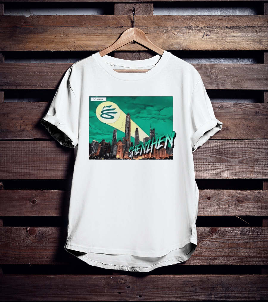 Shenzhen City Skyline With Illuminated Beacon And Clouds T-Shirt