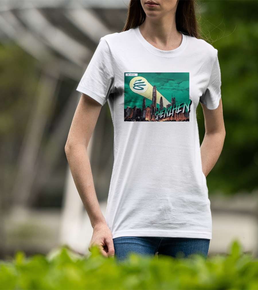 Shenzhen City Skyline With Illuminated Beacon And Clouds T-Shirt