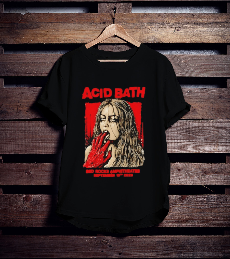 Acid Bath Red Rocks Amphitheatre September 15th 2026 Graphic With Distressed Woman And Hand T-Shirt