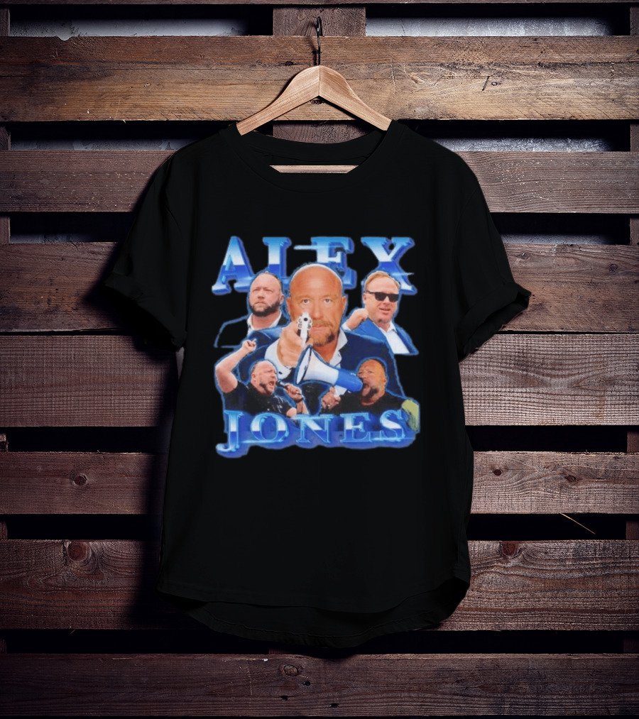 Alex Jones Collage InfoWars Media Personality Megaphone Images T-Shirt