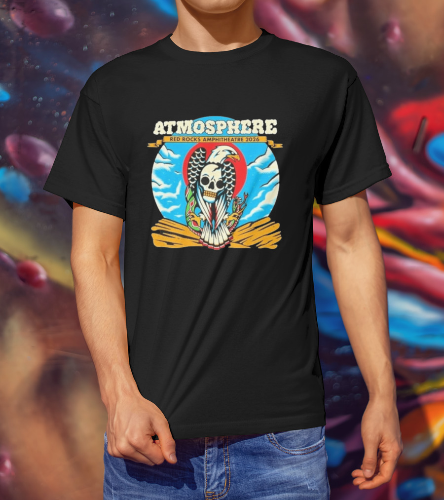 Atmosphere Red Rocks Amphitheatre 2026 Eagle Skull Clouds T-Shirt