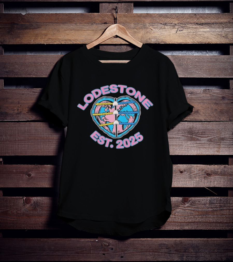 Lodestone Est 2025 Heart Globe World Map With Colorful Rope T-Shirt