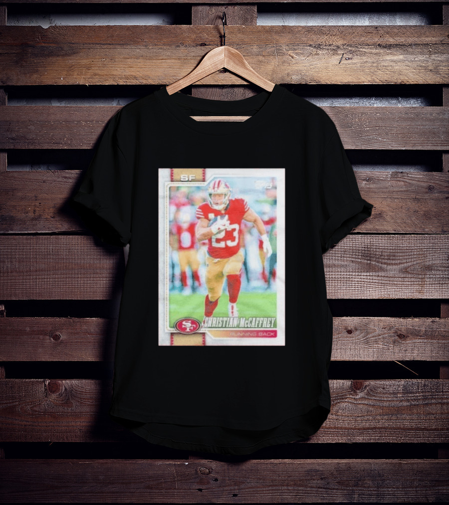 Christian McCaffrey SF 49ers Running Back No 23 NFL Player Card T-Shirt