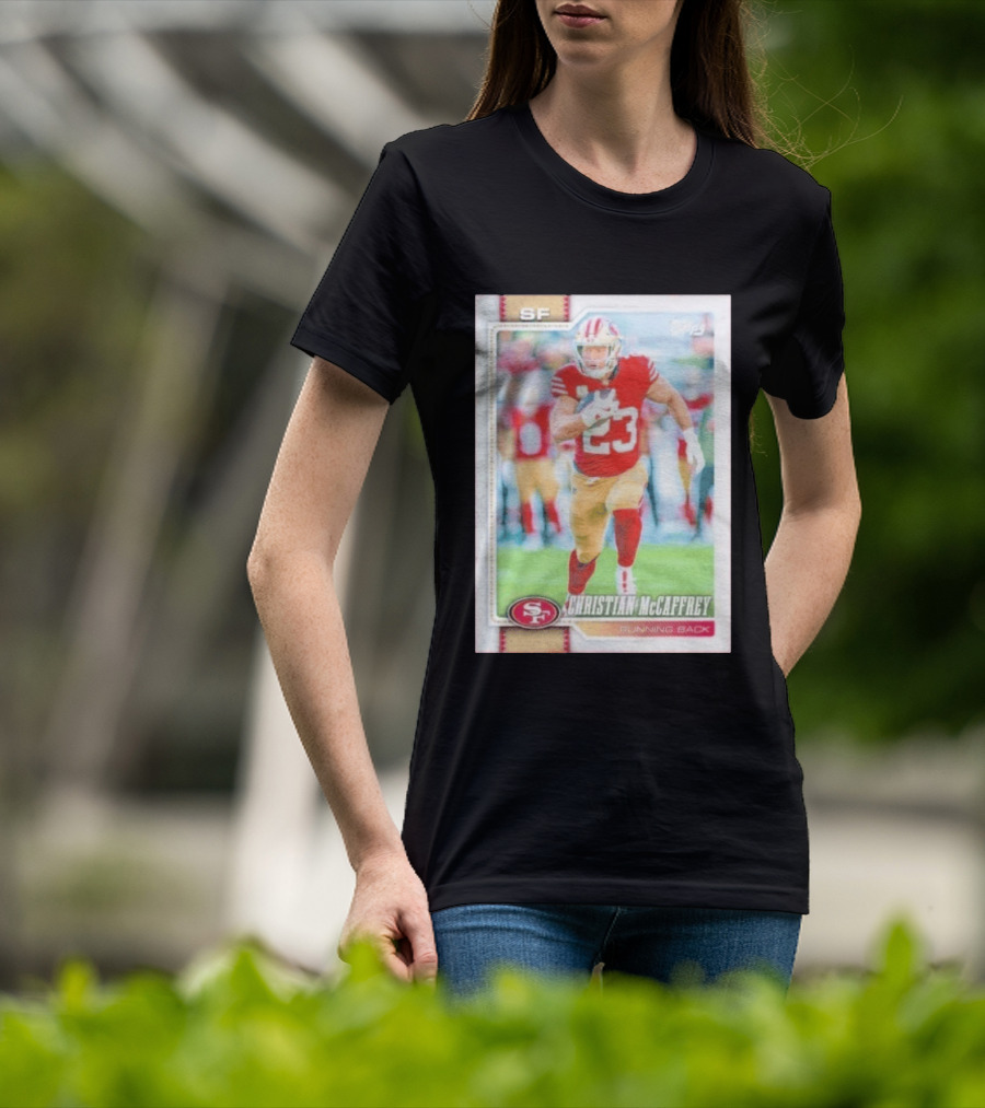 Christian McCaffrey SF 49ers Running Back No 23 NFL Player Card T-Shirt