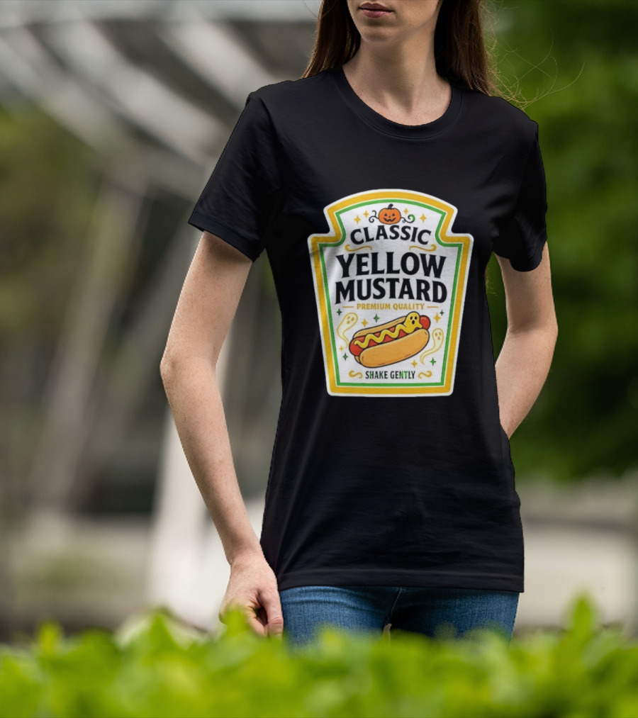 Classic Yellow Mustard Premium Quality Halloween Hot Dog Shake Gently T-Shirt