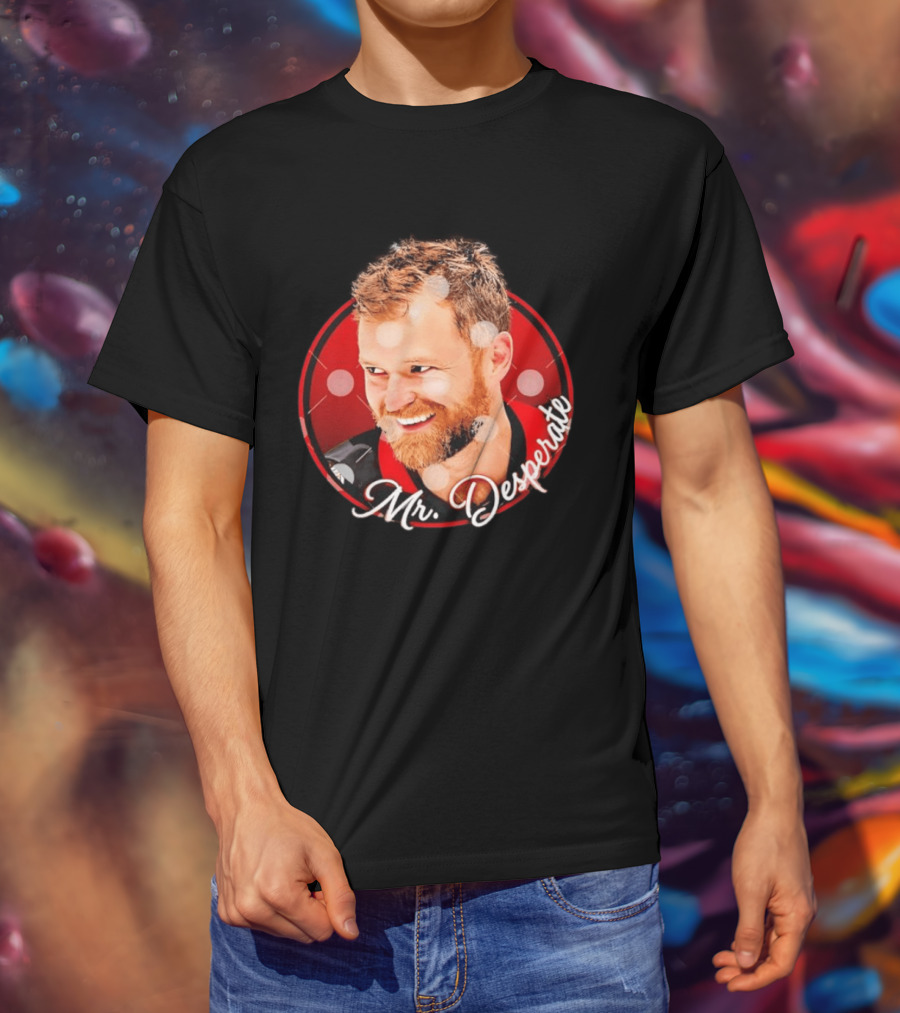 Mr Desperate Expression Hockey Player Red Circle T-Shirt