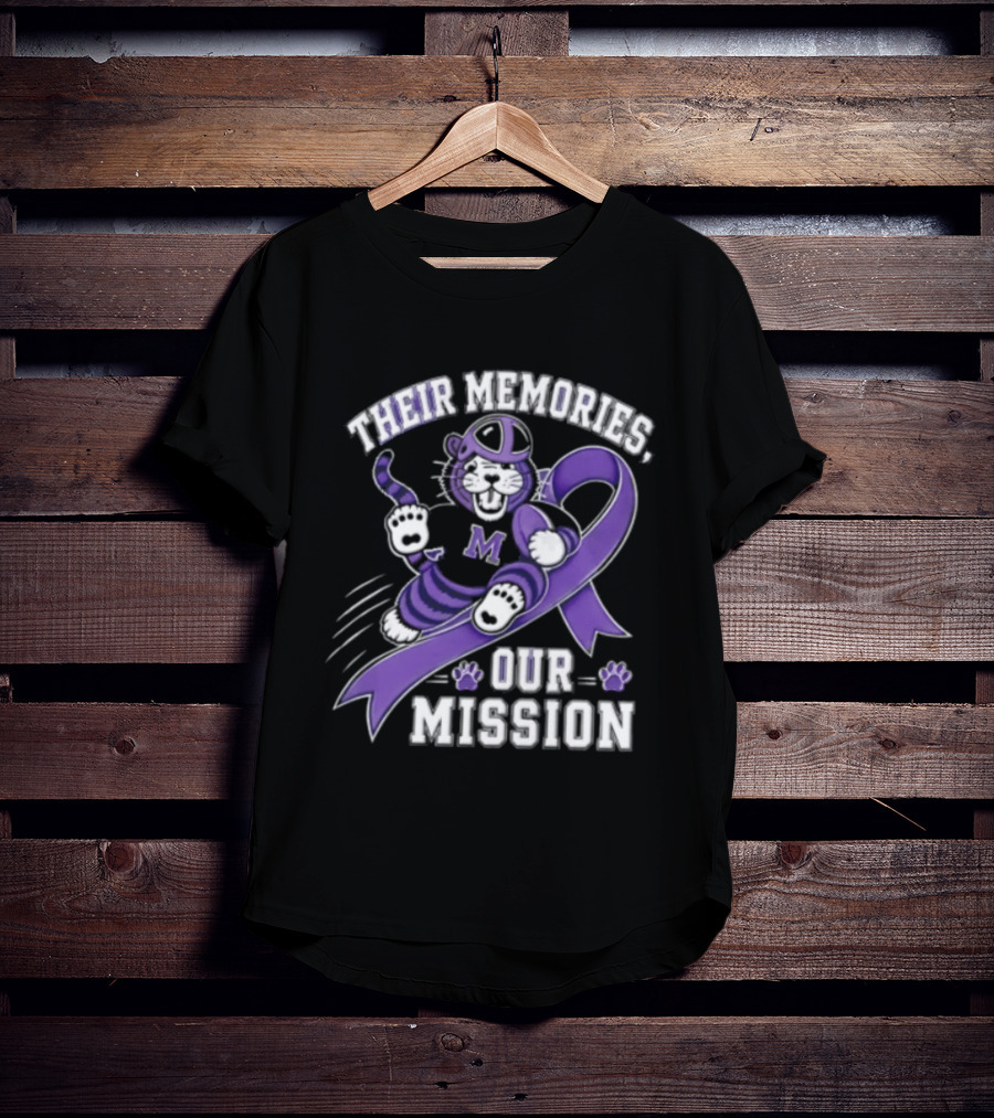 Their Memories Our Mission Purple Football Helmet Ribbon M Tiger Paw T-Shirt