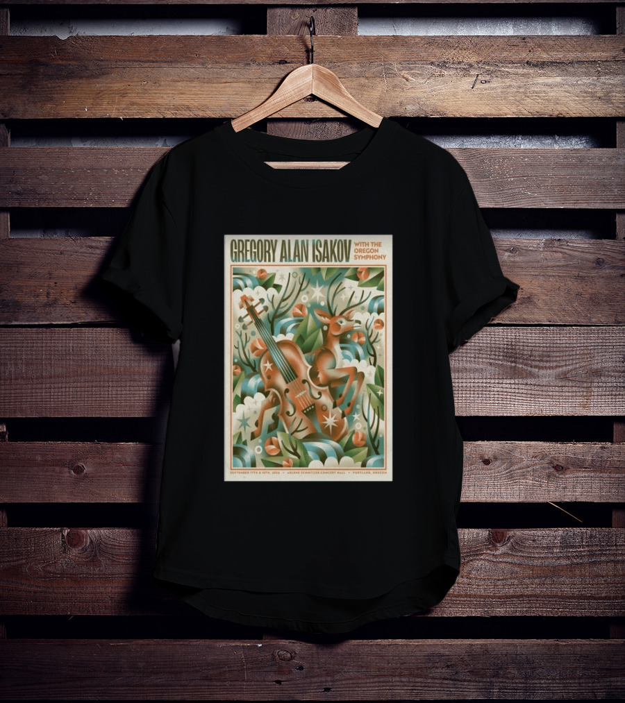 Gregory Alan Isakov With The Oregon Symphony Portland September 17 18 2026 Concert Deer And Violin T-Shirt
