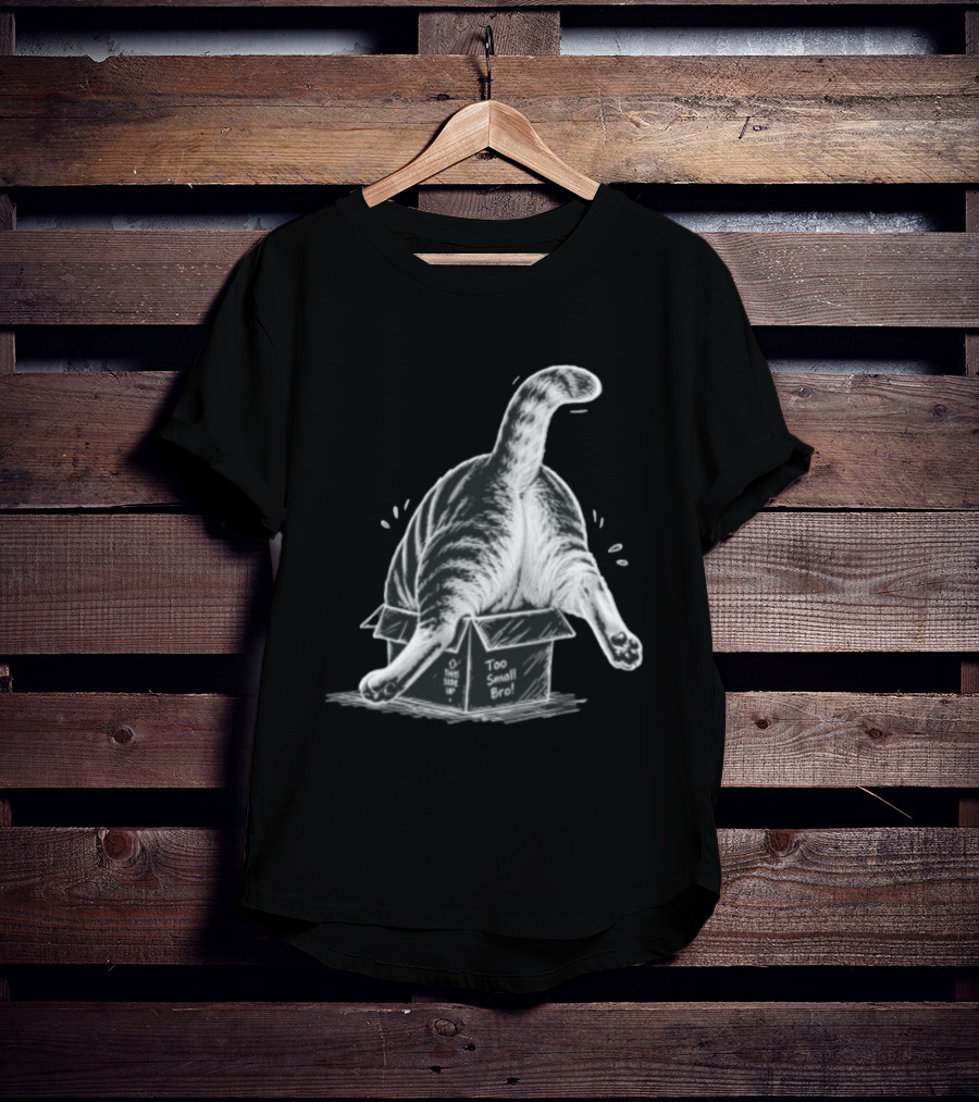Too Small Bro Tabby Cat Stuck In Box Rear View T-Shirt