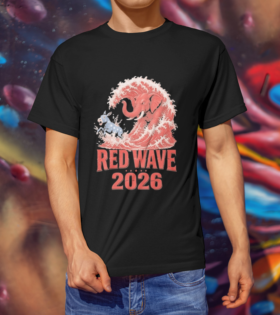 Red Wave 2026 Republican Elephant Vs Donkey Political T-Shirt