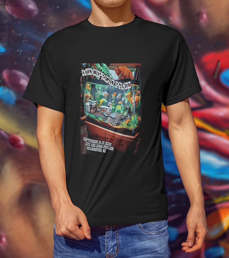 Widespread Panic Live Oak Bank Pavilion Sept 18 19 2026 Wilmington Tour Fish Tank Cat T-Shirt