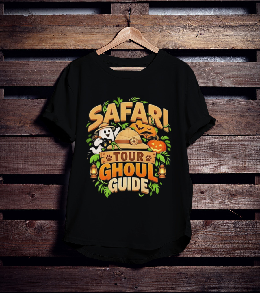 Safari Tour Ghoul Guide Halloween Ghost Pumpkin Adventure T-Shirt