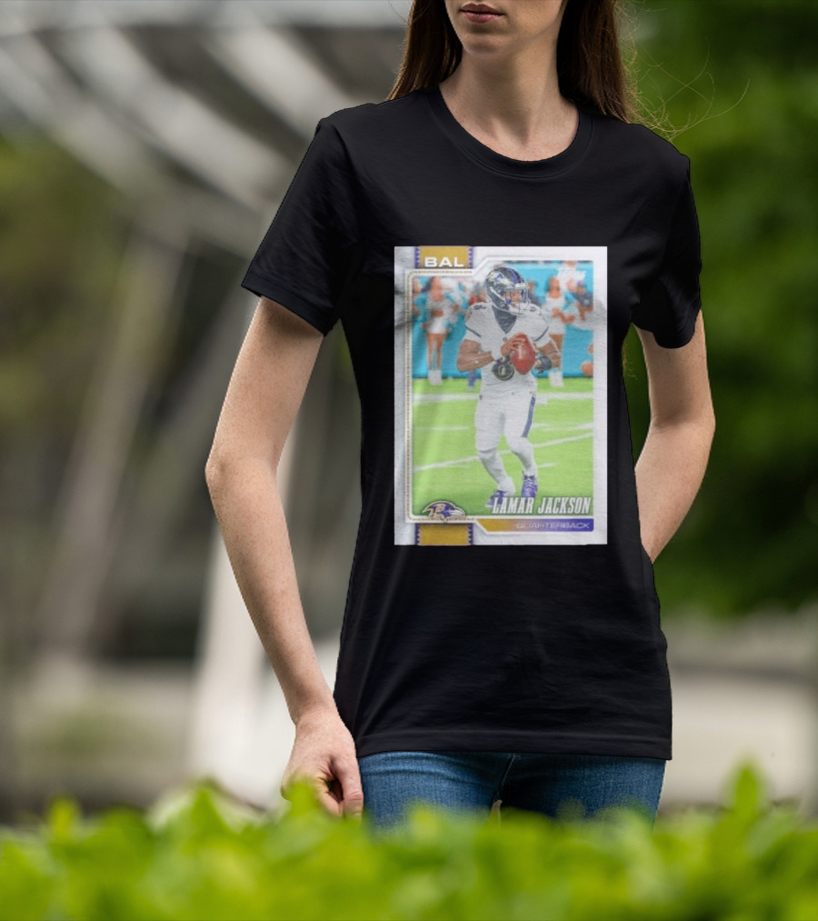 BAL Ravens Lamar Jackson No 8 Quarterback Football Card 2026 T-Shirt