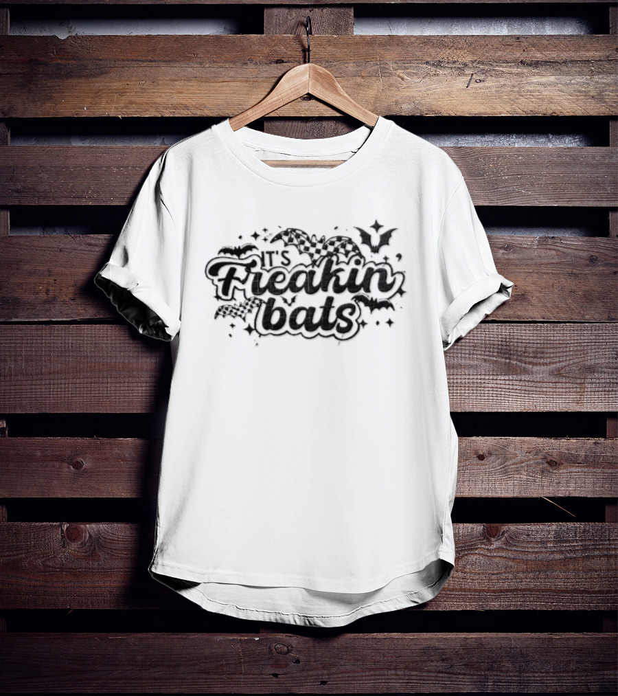Freakin Bats Black Checkered Wings Stars Halloween T-Shirt