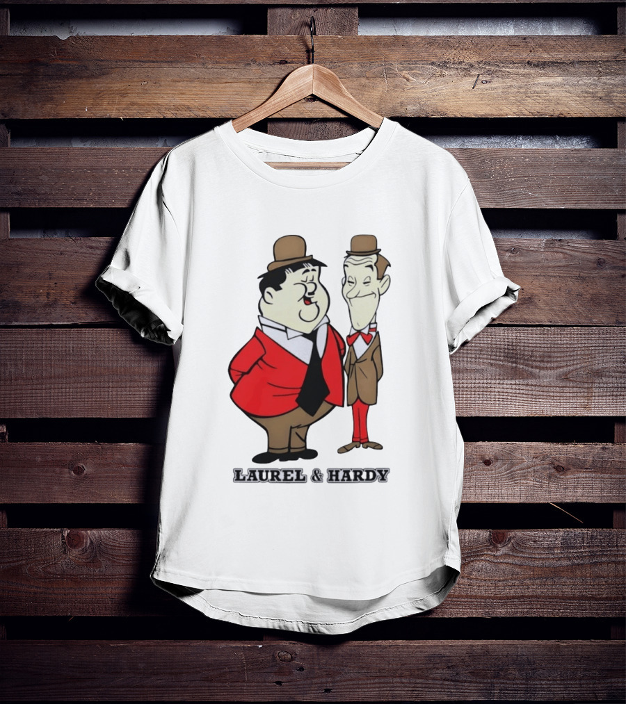 Laurel And Hardy Cartoon Style Classic Comedy T-Shirt
