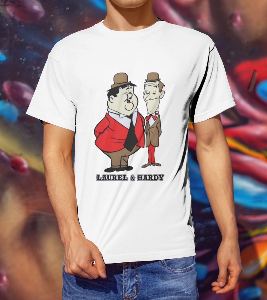 Laurel And Hardy Cartoon Style Classic Comedy T-Shirt