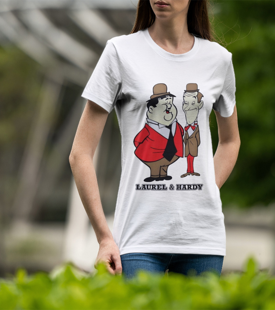 Laurel And Hardy Cartoon Style Classic Comedy T-Shirt