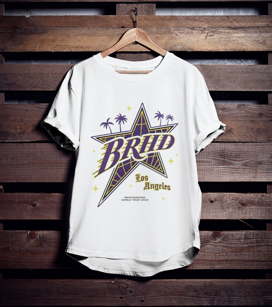 Los Angeles Brhd Brotherhood World Tour 2026 Star Palm Trees T-Shirt