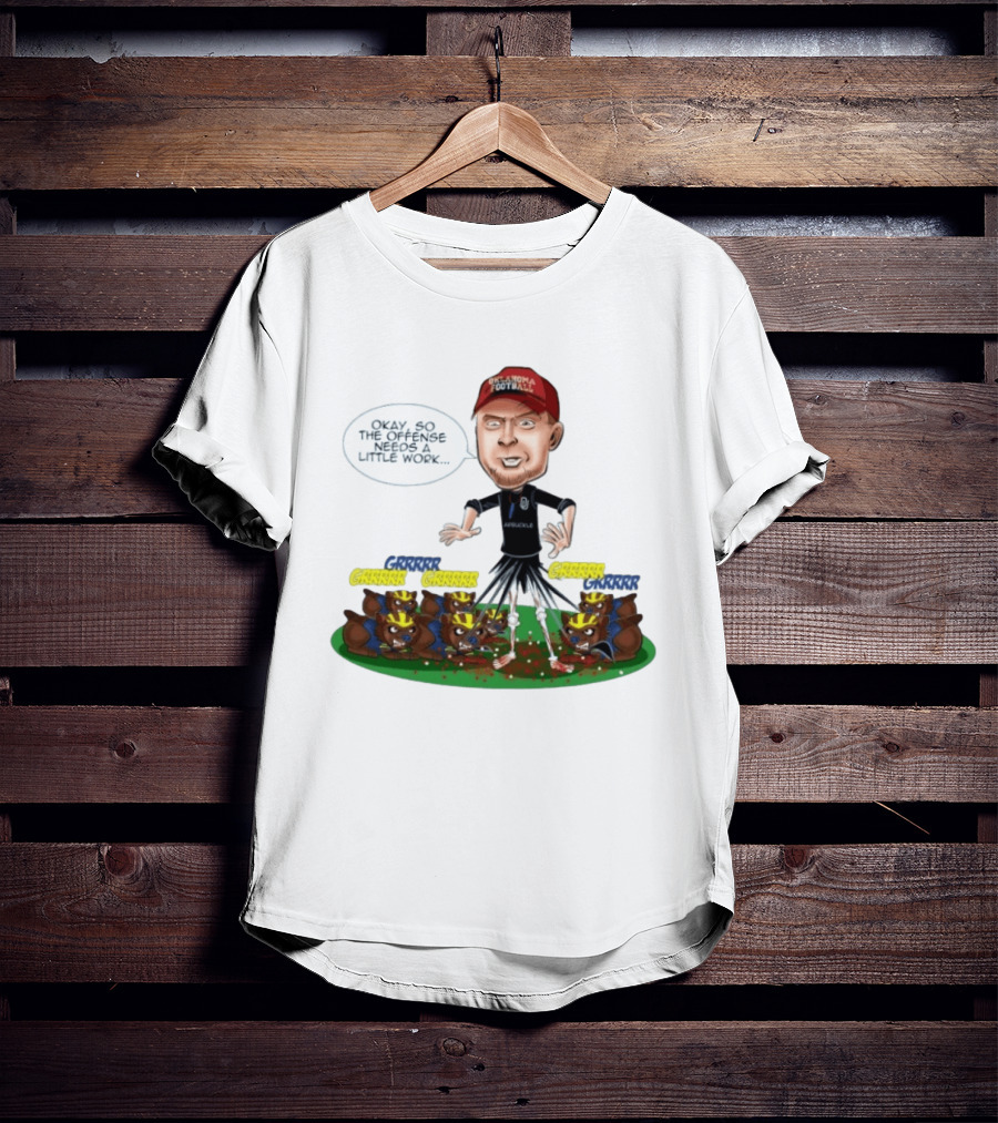 Oklahoma Football Coach Arbuckle Offense Skeleton Cartoon Needs A Little Work T-Shirt