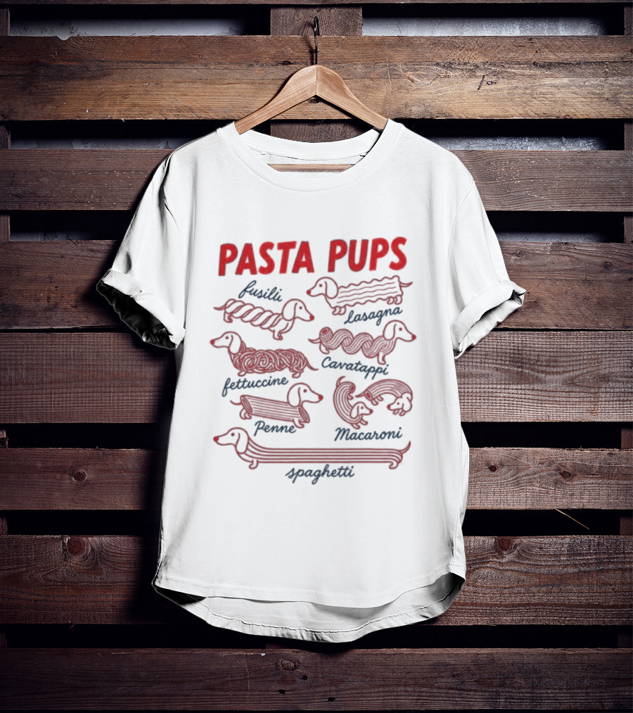 Pasta Pups Fusilli Lasagna Fettuccine Cavatappi Penne Macaroni Spaghetti Dogs T-Shirt