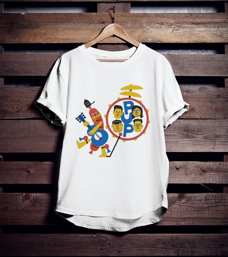 Pup Band Punk Rock Music Cartoon Characters Drums T-Shirt