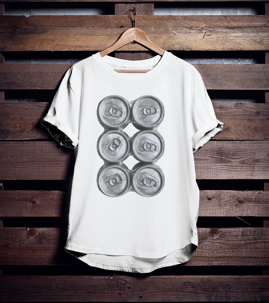 Six Pack Of Aluminum Beverage Cans Top View Realistic T-Shirt