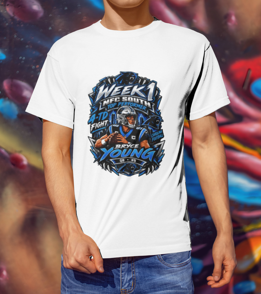 Week 1 NFC South Top Performer Bryce Young 4 TD Fight Carolina Football T-Shirt