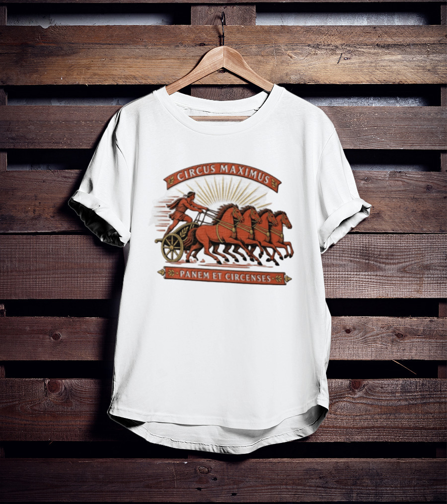 Circus Maximus Panem Et Circenses Roman Charioteer Racing Four Horses T-Shirt