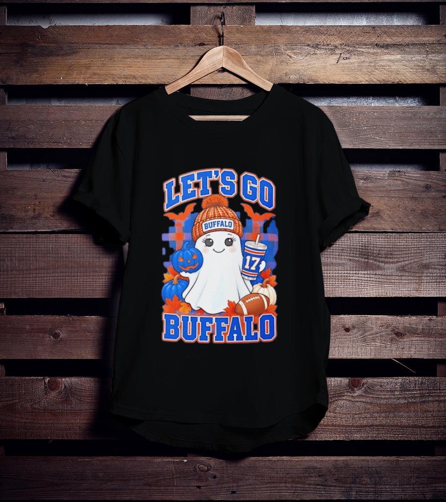 Let's Go Buffalo Ghost 17 Halloween Football Pumpkin Leaves T-Shirt