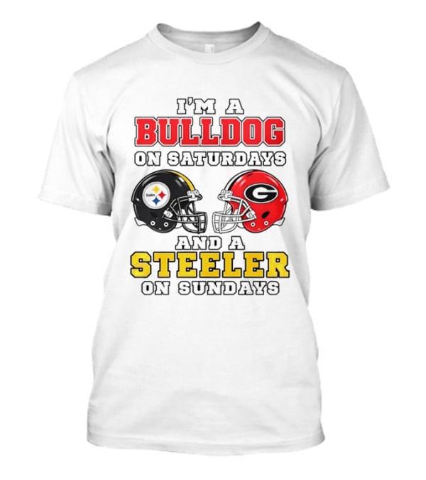 I'm A Bulldog On Saturdays And A Steeler On Sundays Football Helmets T-Shirt