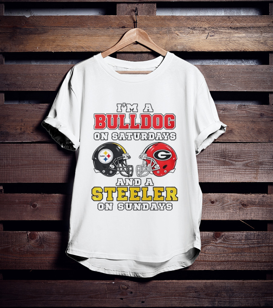 I'm A Bulldog On Saturdays And A Steeler On Sundays Football Helmets T-Shirt