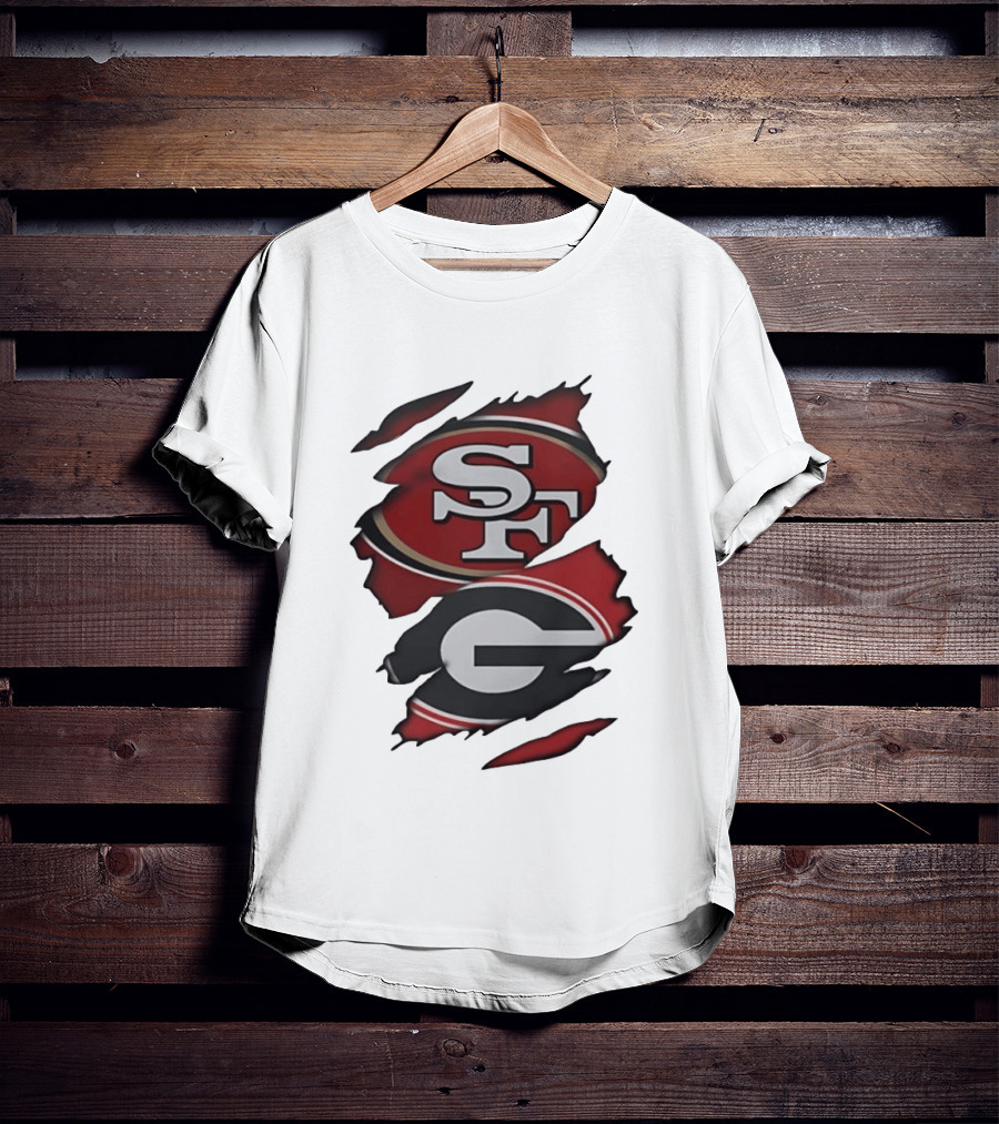 San Francisco 49ers Georgia Bulldogs Torn Fabric T-Shirt