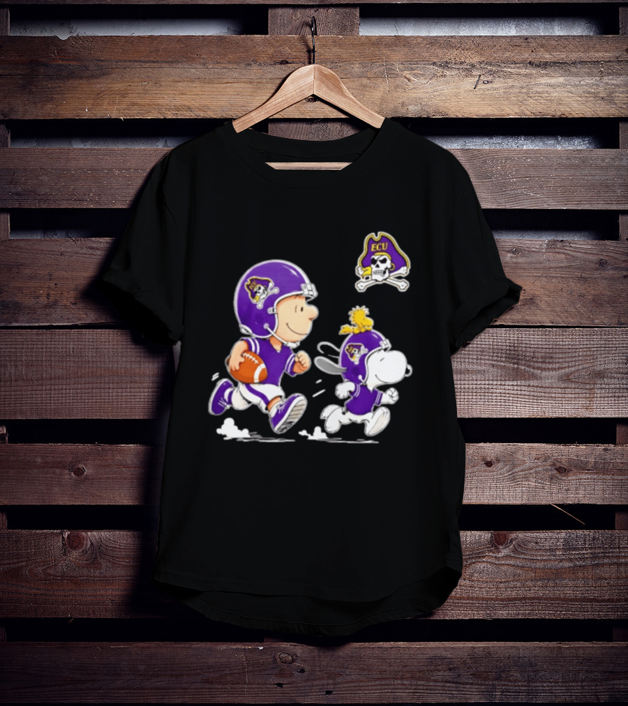 Charlie Brown Snoopy Woodstock East Carolina Pirates Football 2026 T-Shirt
