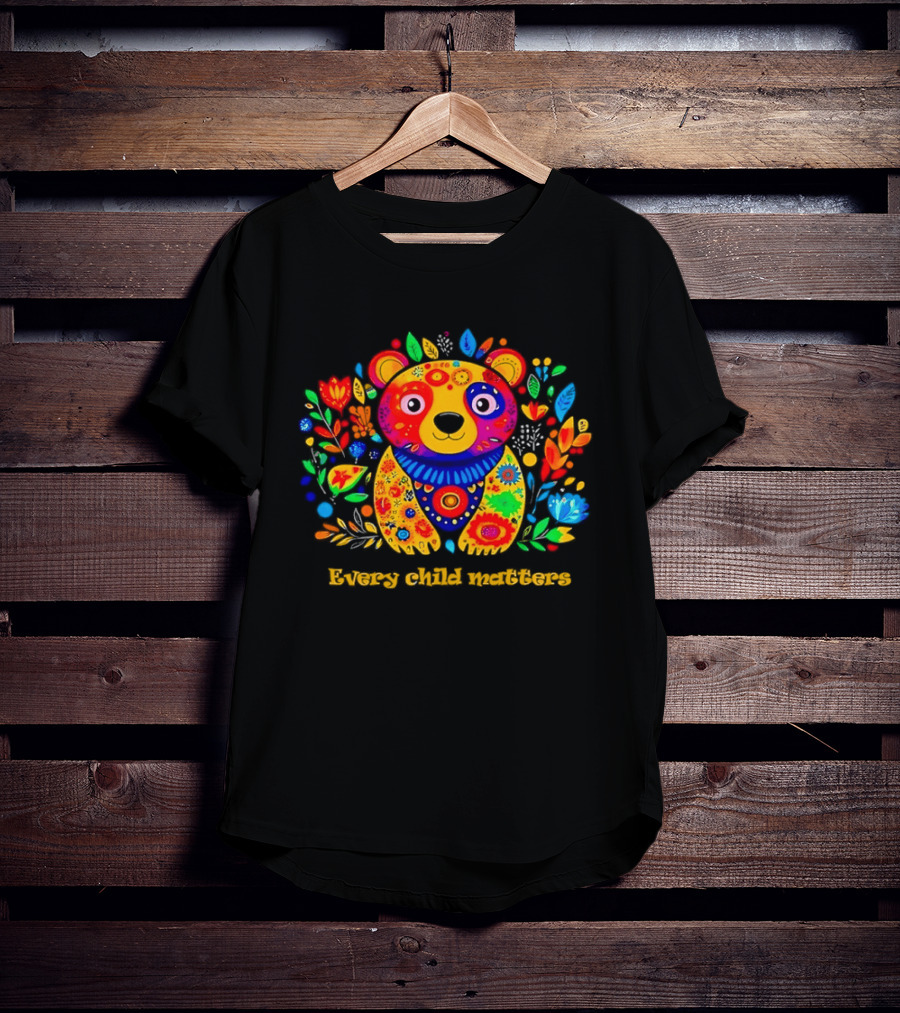Every Child Matters Colorful Floral Bear T-Shirt