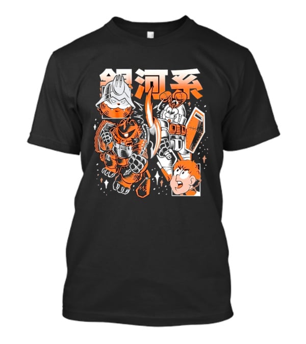 Mecha Galaxy Warrior Gundam Anime Kanji Robot Battle Scene T-Shirt